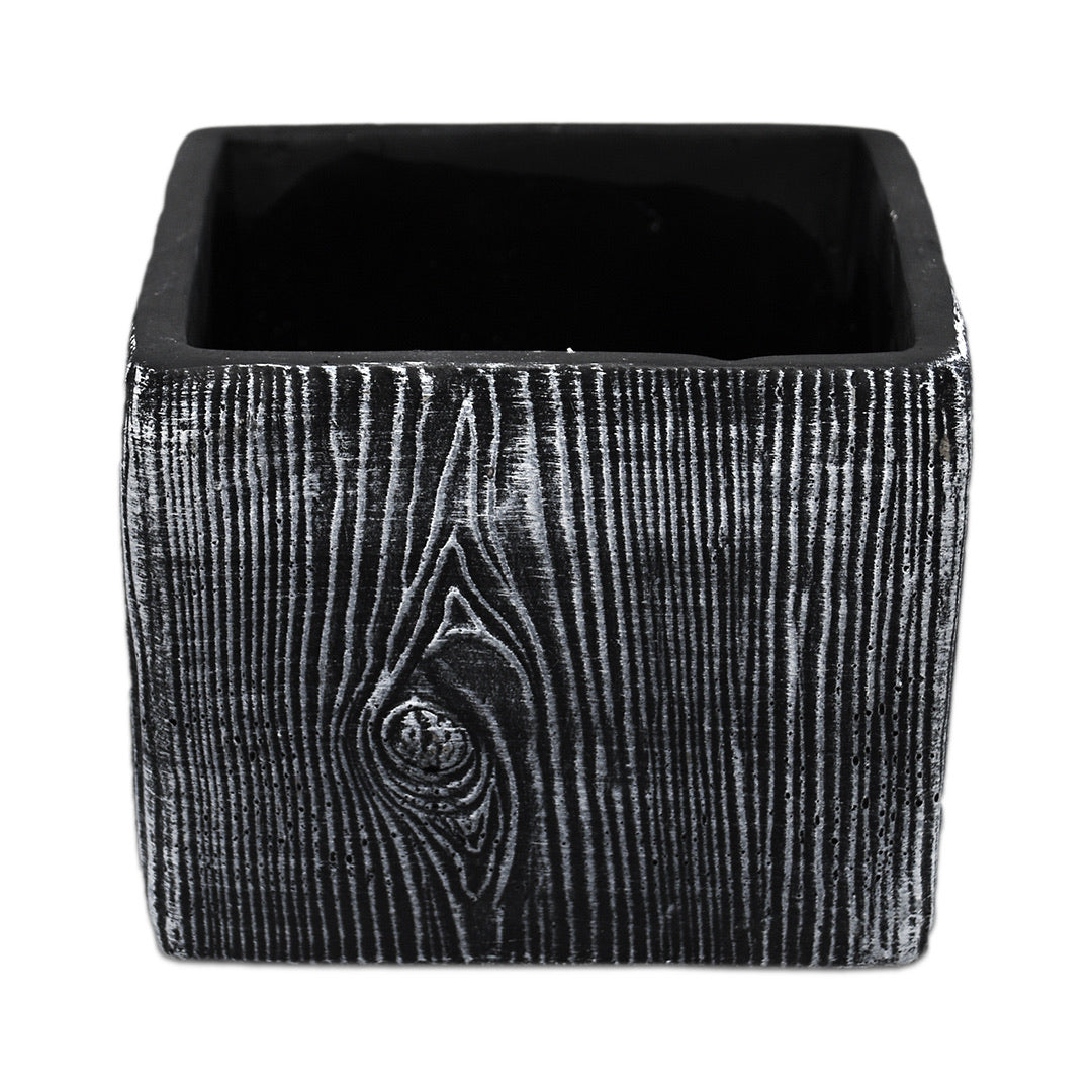 Sweet Garden Gifts Black Faux Wood Square Planter
